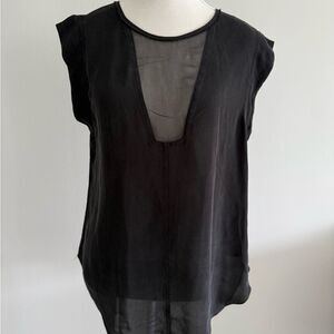 REBECCA TAYLOR Elegant Black Sheer Women's Top